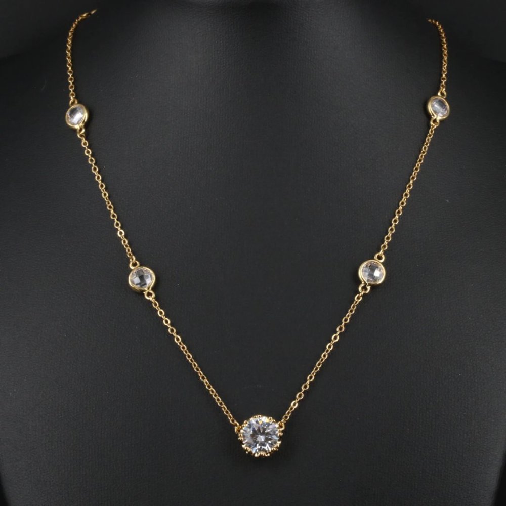 Cz By Kenneth Jay Lane "Crown" Necklace - image 1